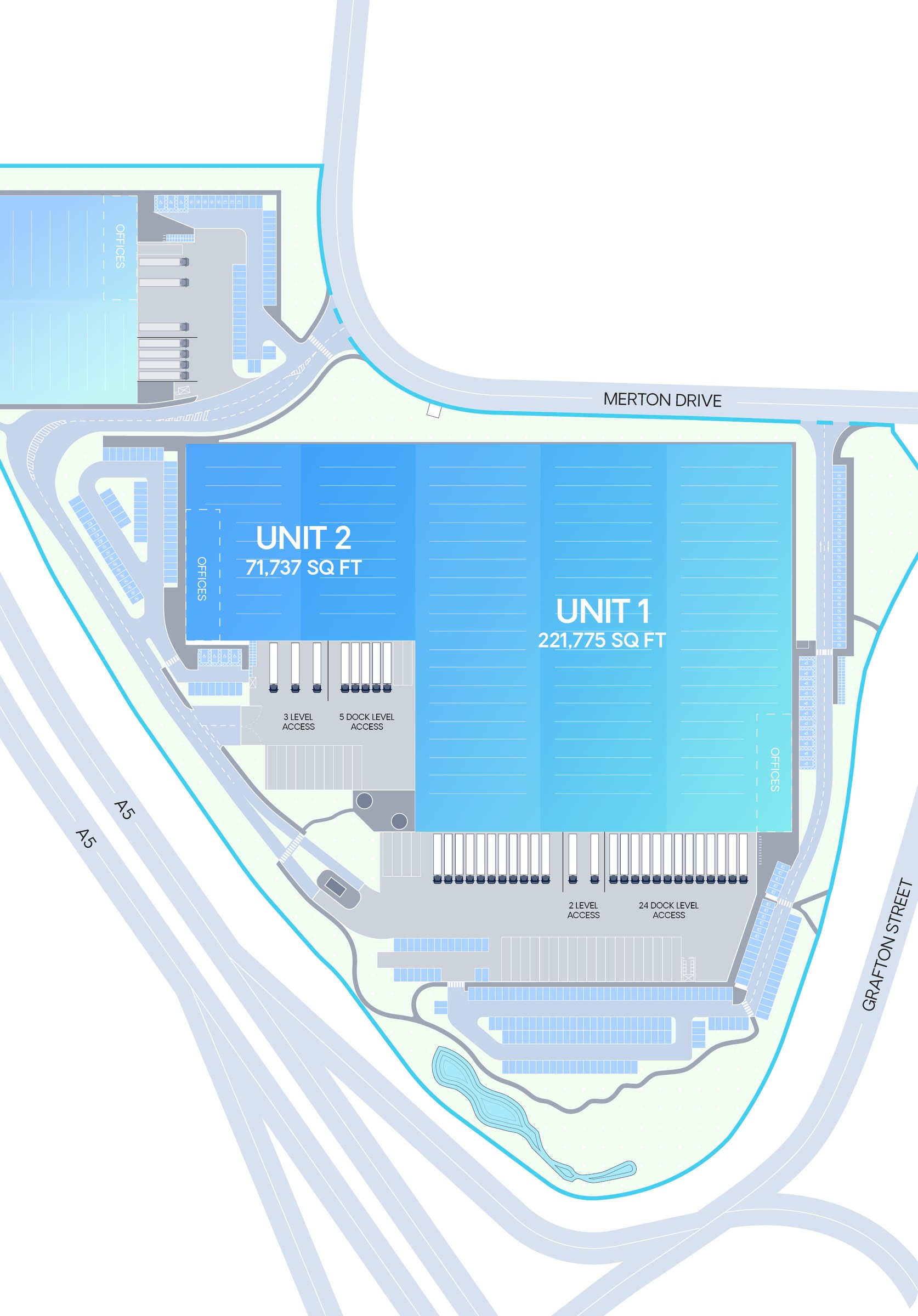 Site plan - Units 1 and 2, 293,512 sq ft